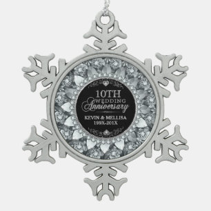 White Diamonds 25. Hochzeitsszenario Schneeflocken Zinn-Ornament