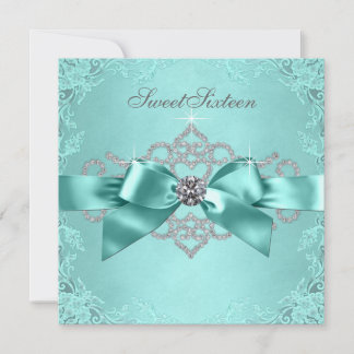 White Diamonds Aquamarin Blue Sweet 16 Geburtstags Einladung
