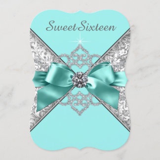 White Diamonds Aquamarin Blue Sweet 16 Geburtstags Einladung