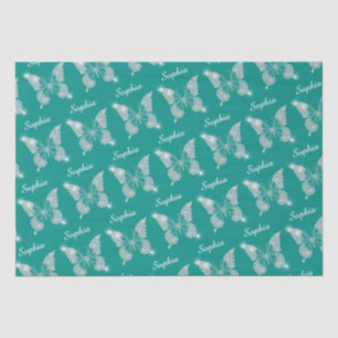 White Diamonds Butterfly Sparkle Script Name, Aqua Seidenpapier