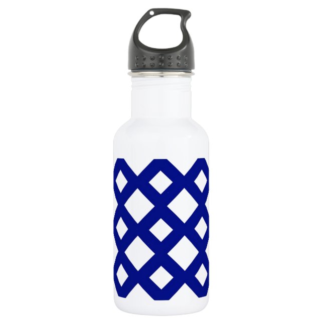 White Diamonds on Navy Edelstahlflasche (Vorderseite)