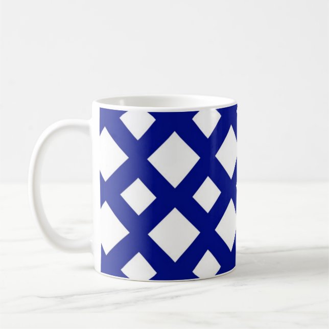 White Diamonds on Navy Kaffeetasse (Links)