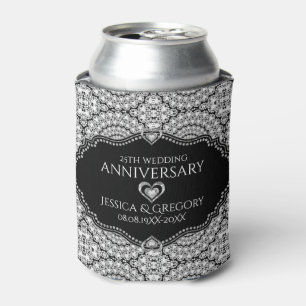 White Diamonds Pattern 25. Hochzeitstag Dosenkühler