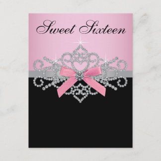 White Diamonds Pink Black Sweet 16 Geburtstagspart Einladung