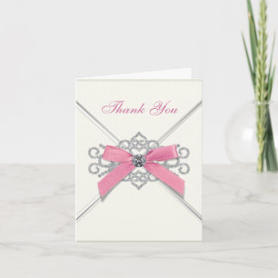 White Diamonds Pink Bow Vielen Dank Karten