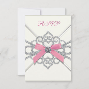 White Diamonds Pink Sweet 16 Geburtstagsparty RSVP Karte