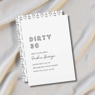 White Dirty 30. Wein Geburtstag Einladung