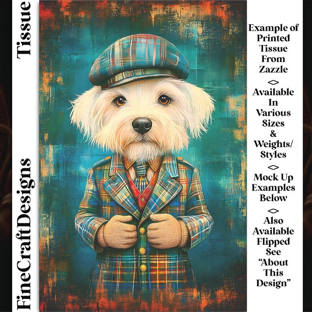 White Dog als Country Gentleman DK6LF Decoupage Seidenpapier (Von Creator hochgeladen)