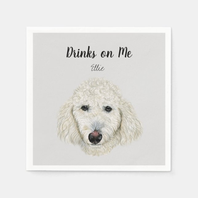 White Dog Cocktail Napkins Serviette (Vorderseite)