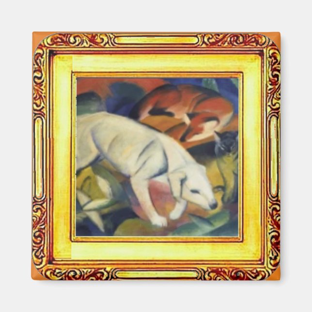 White Dog, Fox und Cat von Franz Marc Magnet (Vorne)