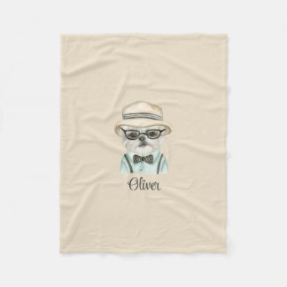 White Dog Malteser Baby Boy Fuppy Puppy Fleecedecke