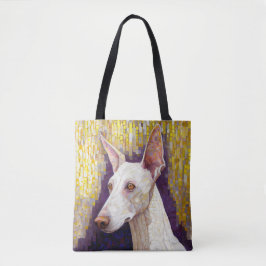 White Dog Mosaic Gold Podenco Klimt Style