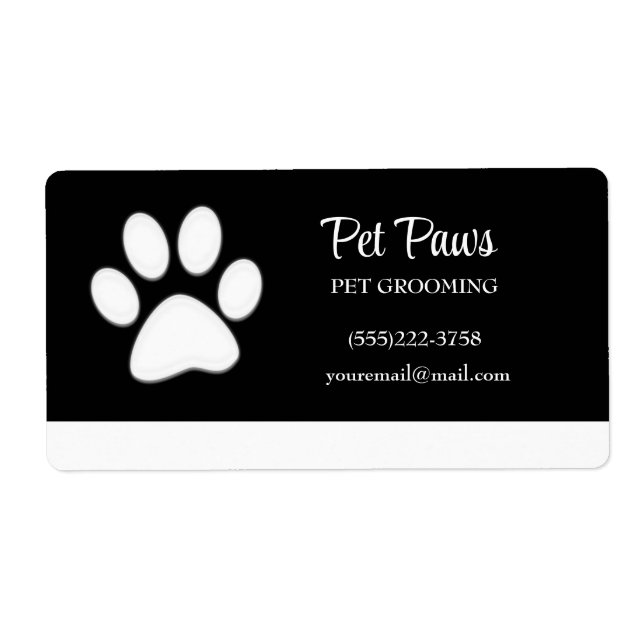 White Dog Paw auf Black Pet Grooming Service Busi (Vorne)