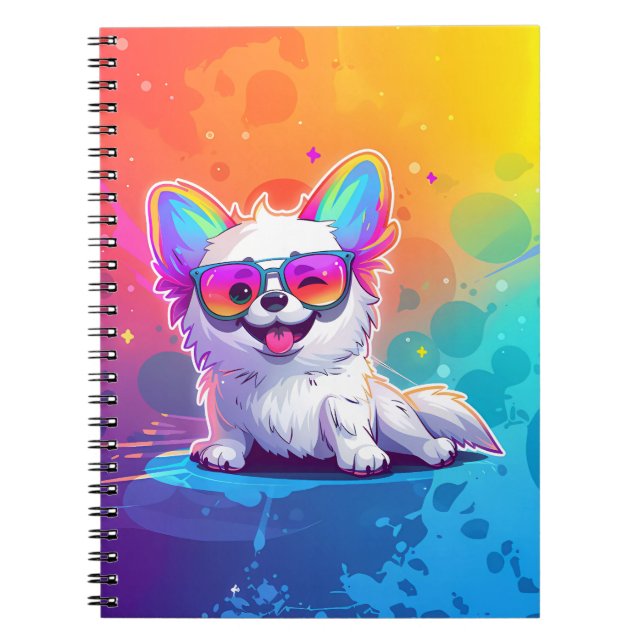 White Dog Wearing Sonnenbrillen Notebook Notizblock (Vorderseite)