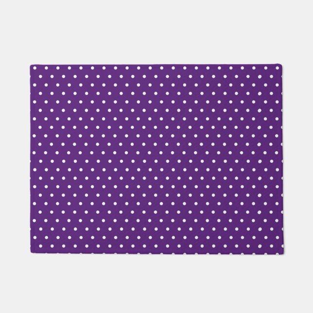 White Dot Lila Hintergrund Eleganter Polka Dot Fußmatte (Vorderseite)