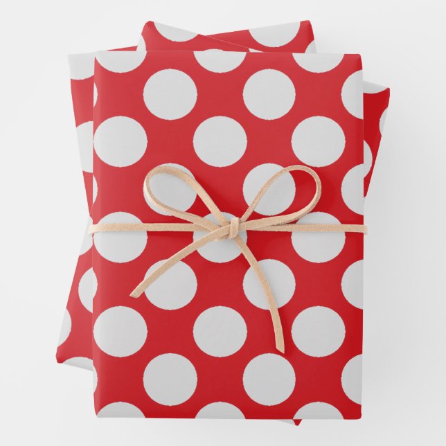 White Dots Red Geschenkpapier Set (Beispiel)