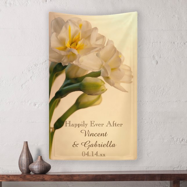 White Double Daffodils Spring Wedding Banner (Von Creator hochgeladen)