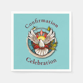 White Dove Aquamarin Blue Confirmation Feier Serviette