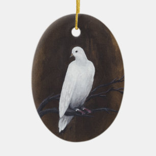 White Dove auf Bronze Hintergrund, Weihnachtsbaum Keramik Ornament