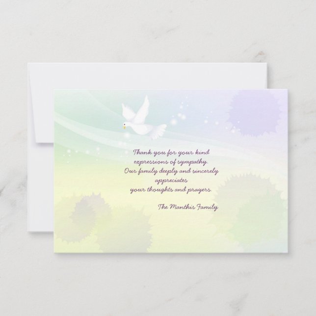 White Dove Bereavement Vielen Dank Notecard Mitteilungskarte (Vorderseite)