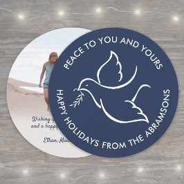 White Dove Bird of Peace Unique Runde 1 Foto Marin Feiertagskarte