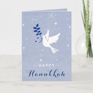 White Dove Happy Hanukkah Glitzern & Schneeflocken Karte