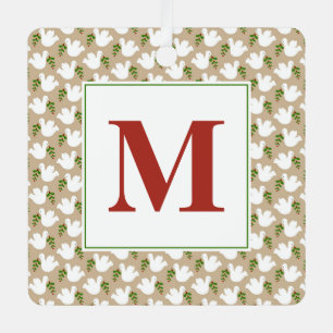 White Dove Initial Peace Liebe Joy Ornament Aus Metall