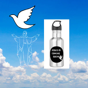 White Dove Jesus kommt bald Edelstahlflasche