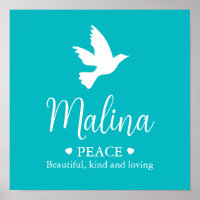 White dove Malina Name bedeutet Aqua