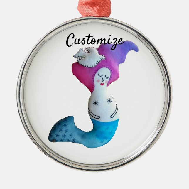 White Dove Mermaid Thunder_Cove Ornament Aus Metall (Vorne)