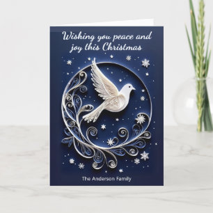 White Dove of Peace Elegant Simple Blue Christmas Feiertagskarte