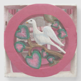 White Dove on Pink - Martha's Vineyard Steinuntersetzer