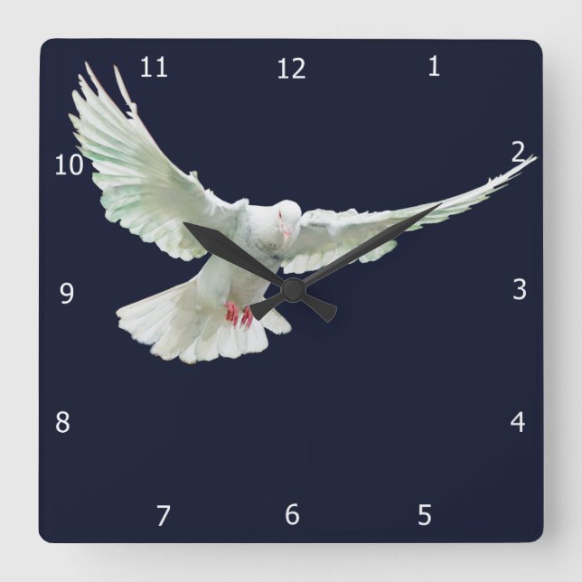 WHITE DOVE QUADRATISCHE WANDUHR (Vorderseite)