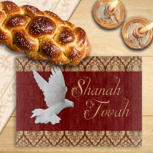 White Dove Rosh Hashanah New Year Challah Board Schneidebrett