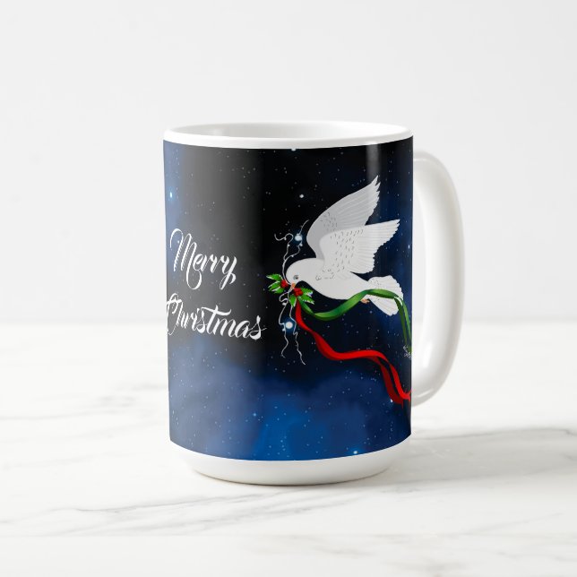 White Dove Weihnachtsfeiertage Tasse (VorderseiteRechts)