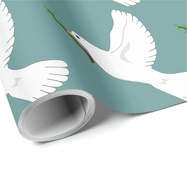White Dove Weihnachtsgeschenk Wrap Geschenkpapier (Rolleneckpunkt)