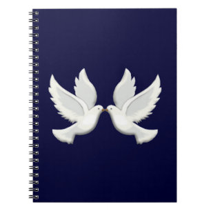 White Doves auf Blue Spiral Notebook Notizblock