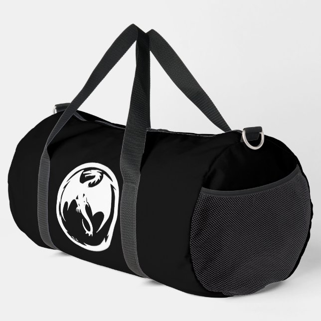 White Dragon Black Duffel Tasche (Rechte Ecke)