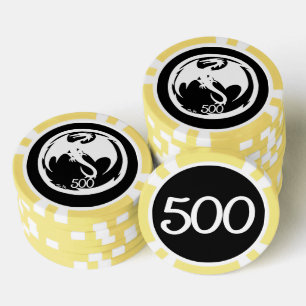White Dragon Black Gelb 500 gestreifter Poker Chip