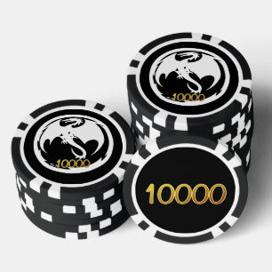 White Dragon Black Gold 10K gestreifter Poker Chip