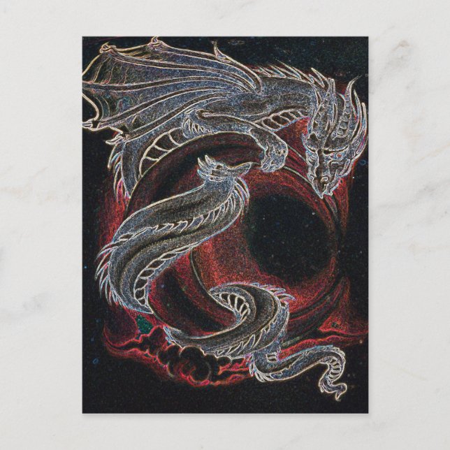 White Dragon Red Moon Postkarte (Vorderseite)