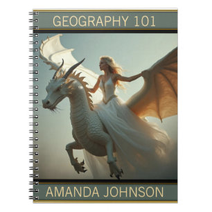 White Dragon Rider Notebook Notizblock