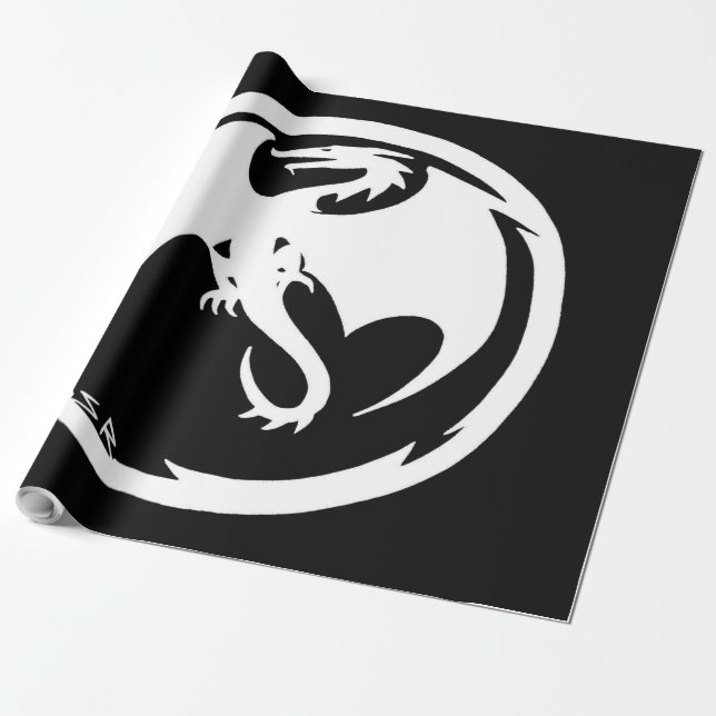 White Dragon schwarz glänzende Packpapier groß (Ungerollt)