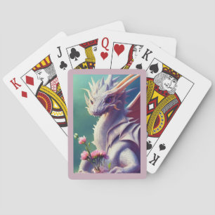 White Dragon with Flowers Playing Cards Spielkarten