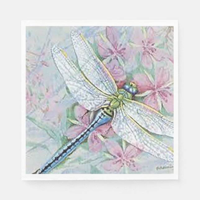 „White Dragonfly“  Papier Serviette (Vorderseite)