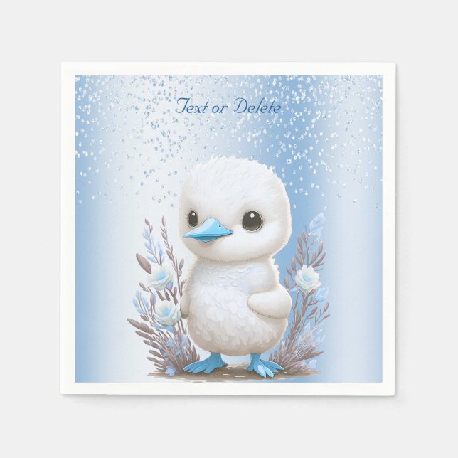 White Duck Blue Floral Napkins Serviette (Vorderseite)