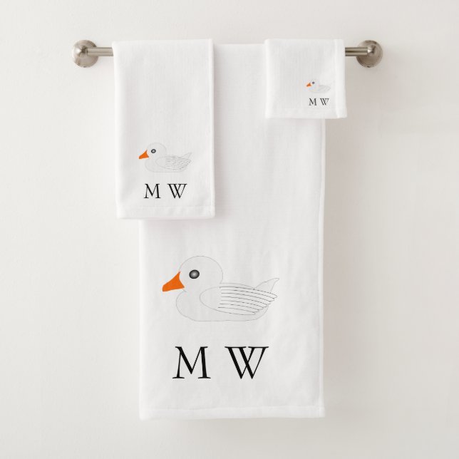 White Duck Design Monogrammed Badhandtuch Set (Insitu)