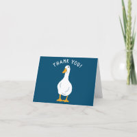 White Duck Illustration Navy Blue Dankeschön Karte