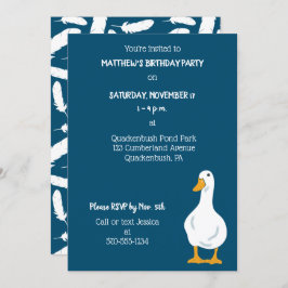 White Duck Navy Blue Geburtstagsparty Einladung