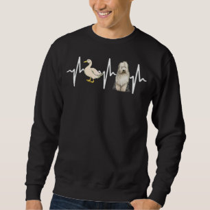 White Duck Old English Sheepdog Heartbeat Dog Sweatshirt